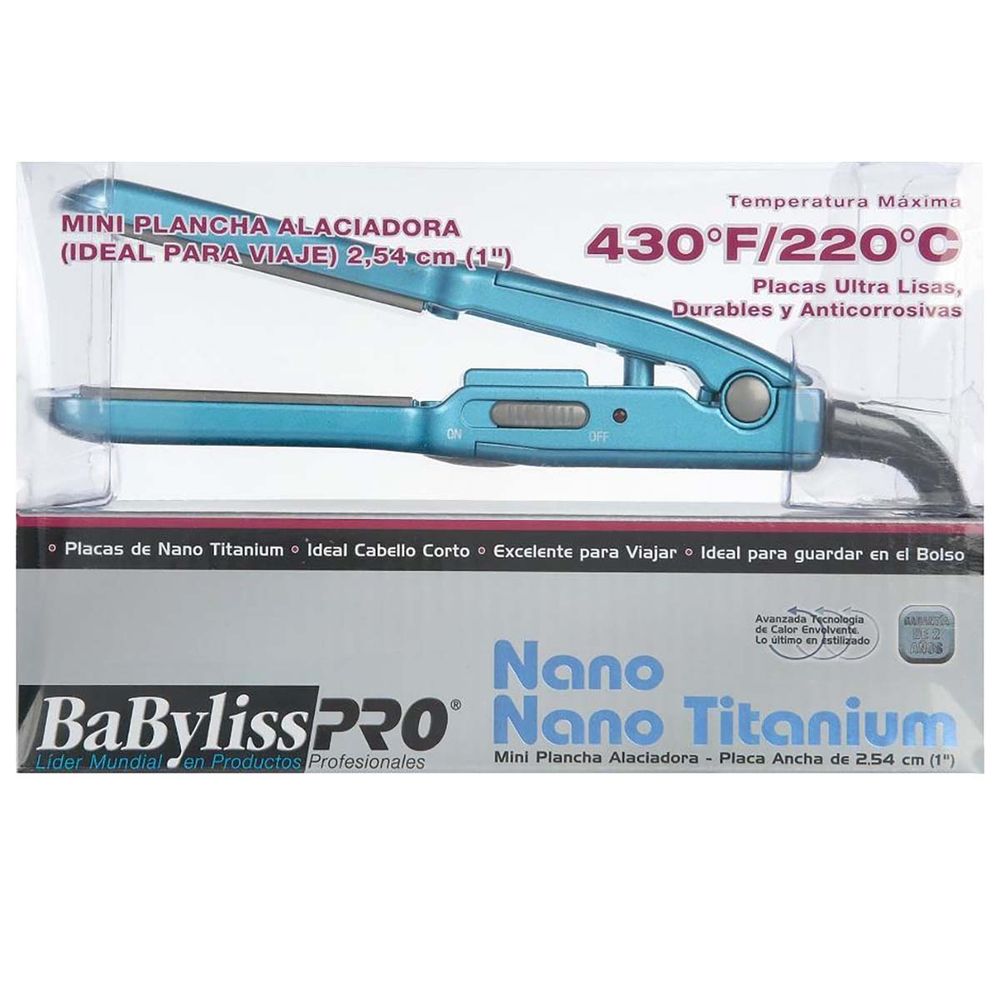 Mini Alaciadora Babyliss Nano Titanium Azul BNT3053ES - lamarinamx